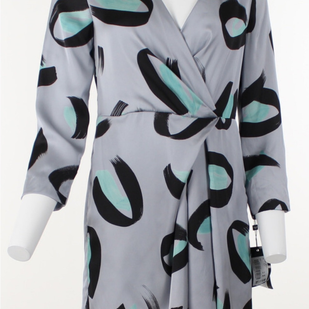 Emporio Armani Brushstroke Faux-Wrap Dress silk. Size it 38 US 2 sm